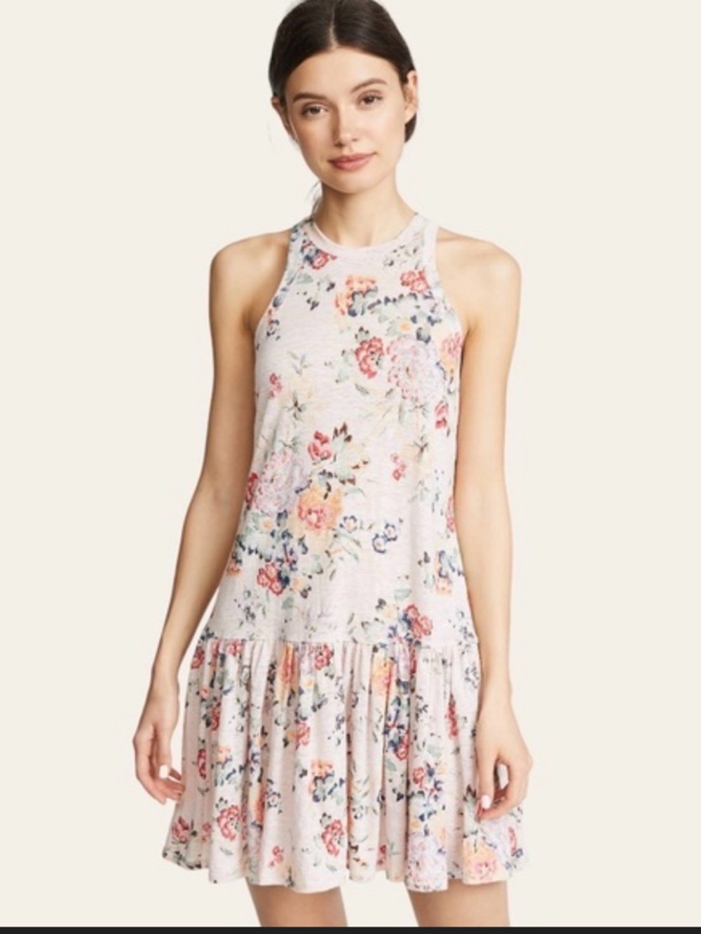 Rebecca Taylor Blush Floral Halter Mini Dress